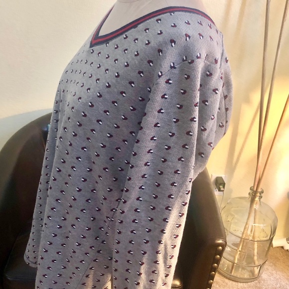 Tommy Hilfiger Nightgown Large Gray Flag Hearts Medium - Picture 2 of 3